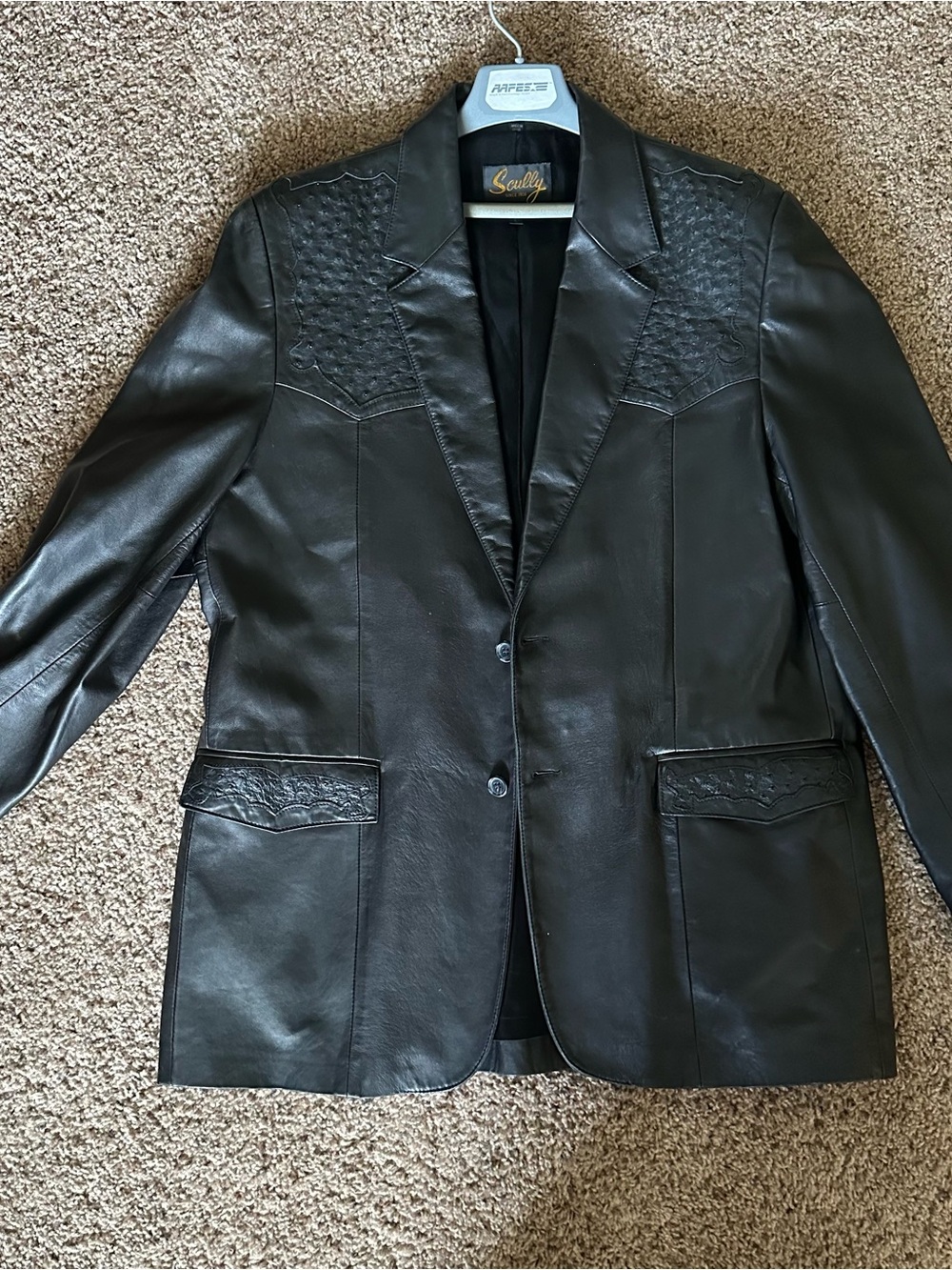 Scully Men's Black Leather Western-Style Blazer